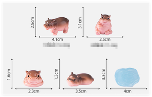 3D dibujos animados miniatura Dlollhouse Kits hipopótamo resina cabeza Animal figuritas estatua agua piscina estanque jardín Decoración Juguetes promocionales - Product Image 6