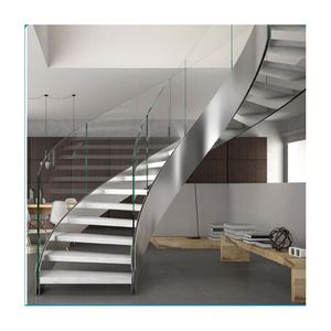 핫 세일 실내용 강철 목재 곡선 계단 외부용 유리 헬리컬 계단 - Product Image 6