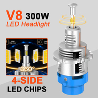 Ampoule de phare LED Victor V8 D2S D2R D4S D4R 300W HID vers LED, faisceau parfait à 4 faces pour lentille de projecteur avec ventilateur