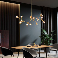 Suspension circulaire de lustre en verre nordique led doré simple au design unique