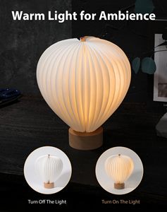 Lampu Meja Tanpa Kabel Isi Ulang dengan Kontrol Sentuh, Alas Kayu Solid, Lentera Kertas Balon Udara Lipat - Product Image 3