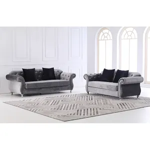 Living Room Home Furniture Modern Upholstery Chesterfield Velvet Loveseat Fabric Sofa