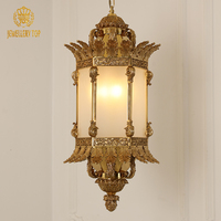 Bijouterie Cour royale européenne sculpture à la main corps de lampe en cuivre salle à manger lanterne suspension en laiton lustre suspendu