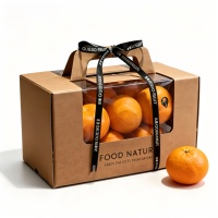 Boîte d'emballage cadeau carrée portable personnalisable avec logo, transparente à fenêtre, pour fruits (orange, raisin) et aliments universels