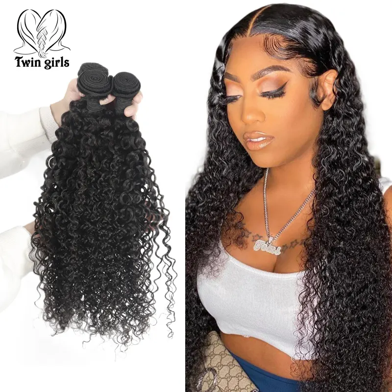 Twin Girls Hair Three pieces Bundle Deal Brazilian Hair 10-30 inch Jerry Curly Virgin Human Hair Bundles Drop shipping Vendor