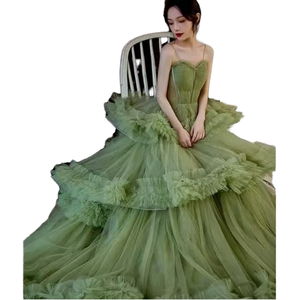 Light Green Ball Gown Wedding Dress - Elegant Design with Lace & Chapel Train Light Green Ball Gown Wedding Dress - Elegant Design with Lace & Chapel Train