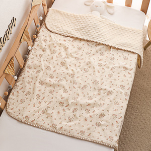 Hot Sale Soft Woven Floral Double Layer Cotton Muslin Baby Blanket Thick Quilt <strong>Neutral</strong> <strong>Throw</strong> - Product Image 2