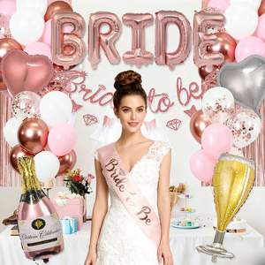 Kit de décorations rose pour enterrement de vie de jeune fille : Bannière « Future Mariée », Ballons, Écharpe de mariée, Voile et Rideaux à franges pour fête de fiançailles - Product Image 6