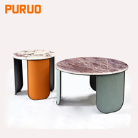 Ensemble de tables d'appoint modernes et simples en acier inoxydable pour salon, table d'angle de luxe avec plateau en verre et rangement pour canapé et balcon