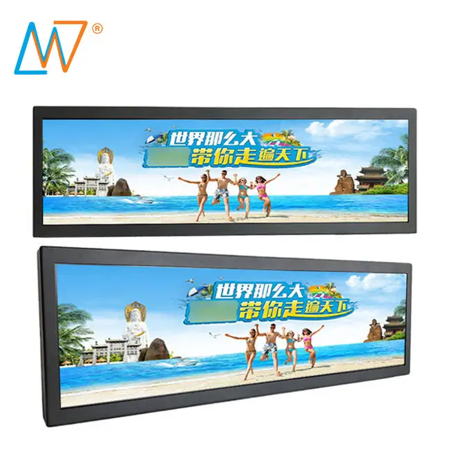 lcd widescreen stretched bar display 16.8" indoor panel monitor shelves mount advertising machine