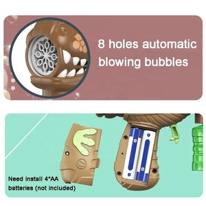 Pistolet à bulles dinosaure 8 trous, jouet d'extérieur estival, pistolet à bulles continu, jouets à bulles dinosaure, vente chaude - Product Image 3