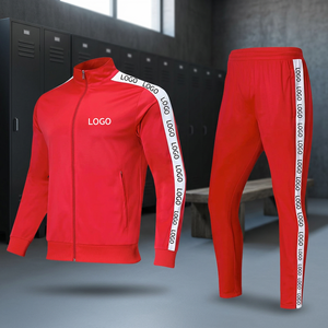 ชุดวอร์มผู้ชายสีแดงแบบซิปเต็มตัว แบรนด์ MAX WORLD ENTERPRISES เสื้อแจ็คเก็ตคอตั้ง กางเกงขายาว ชุดกีฬาสองชิ้น สไตล์สปอร์ต เหมาะสำหรับฤดูหนาว - Product Image 1