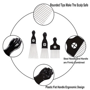 Biểu Tượng Tùy Chỉnh Chất Lượng Cao Tóc Pick Lược Kim Loại Răng <span class=keywords><strong>Styling</strong></span> Lược Nắm Tay Thiết Kế Afro Tóc Lược Cho Phụ Nữ Da Đen Và Phụ Nữ - Product Image 3