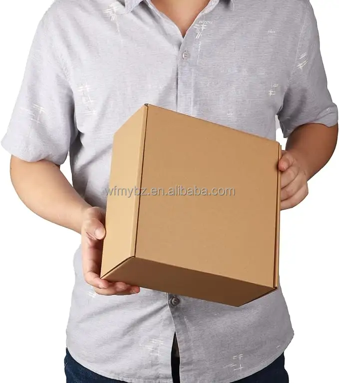 कम MOQ कस्टम लोगो मेलर पेपर पैकिंग बॉक्स थोक क्राफ्ट 3 परतें नालीदार कपड़े जूते बंधनेवाला शिपिंग बॉक्स