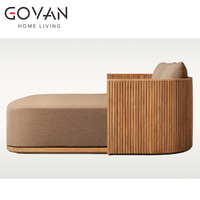 Chaise longue double extérieure Nouveau design Style moderne Hôtel Patio Bois de teck massif Daybed de loisirs