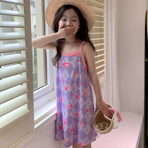 <span class=keywords><strong>Vestito</strong></span> Estivo per Bambine Stile Coreano, Gonna con Bretelle Stampata in Poliestere alla Moda per Neonate e Bambine - Product Image 3