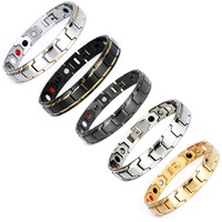 Pulseras de Salud de Acero Inoxidable con Baño de Oro 18k y Plata, Magnéticas de Bioenergía para Pérdida de Peso, Antirradiación y Alivio de Artritis