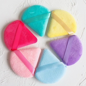 Esponja de Maquillaje Triangular de Algodón Puro de Alta Densidad, Esponja para Polvo Suelto/Seco, Esponja Triangular de Terciopelo - Product Image 1