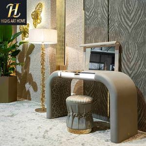 Coiffeuse design légère de luxe pour chambre à coucher rangement de bijoux table de maquillage en cuir personnalisation de meubles pour villa - Product Image 1