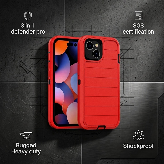 New 2026 Defender Armor Shockproof 360 Protective Case Premium Luxury Designer Mobile Back Cover for Iphone 17 16 15 14 Pro Max