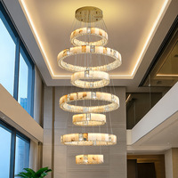 Lustre en cristal K9 d'albâtre naturel, luminaire suspendu moderne de luxe en marbre avec LED pour villa, escalier, plafond haut