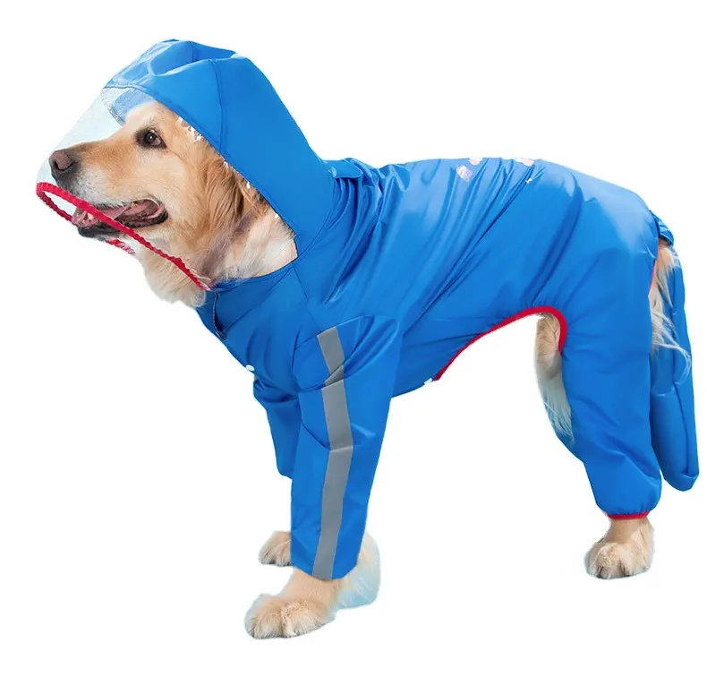 2022 new cute spaceman print pattern big dog waterproof raincoat bag tail detachable four-legged all-inclusive raincoat