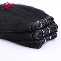Lot de 3 mèches de tissage lisses Kinky Yaki péruviennes, noir naturel, brun 4 #   Extensions de cheveux Remy courtes à pointes pleines à coudre, couleur plus foncée, Chine continentale