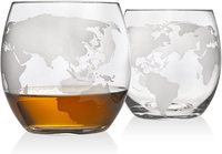 Juego de Decantador de Whisky con Forma de Globo Terráqueo y 2 Vasos de Whisky Grabados - para Licores, Whisky, Vino. Regalos para Hombres