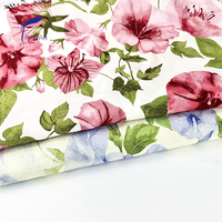 Tissu en mélange de nylon et de rayonne tissé, imprimé floral aquarelle, 85 GSM, anti-UV, respirant, pour robe, chemise, sac, textile de maison pour femme