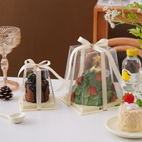 Boîte à gâteau transparente en plastique, haute et de forme irrégulière, pour pâtisserie occidentale