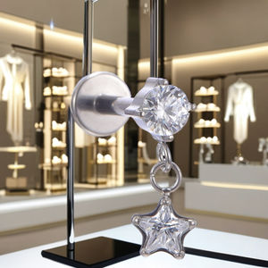 Fuxuan Astm F136 Titanium Prong Set Ronde Zirkoon Met Hart Bungelende Tragus Helix Intern Schroefdraad <span class=keywords><strong>Labret</strong></span> Piercing Sieraden - Product Image 3