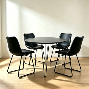 Chaise de salle à manger certifiée CAL 117 avec étiquette de conformité, chaise d'appoint moderne rembourrée en PU, pieds en métal noir pour projets commerciaux aux États-Unis - Product Image 5