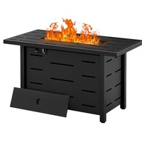 Table de foyer extérieur au propane de 43 pouces, 50 000 BTU, avec housse imperméable, en acier allié et pierre, pour jardin/terrasse, certifiée