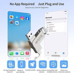 iPhone 256GB MFI USB <strong>Flash</strong> Drive No <strong>App</strong> Required for IPhone/iPad/Android/PC USB-C/USB-A External Storage 1-Year Warranty No - Product Image 4