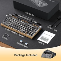 Keyboard Mekanik Retro Punk 84 Tombol 4000mAh untuk PC Tablet, Mode Nirkabel Bluetooth, Tombol Multi-Key, Laptop Gaming untuk Tablet Pad Mac