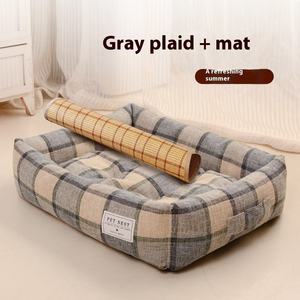Cama para Mascotas Rectangular de Estilo Clásico, Desmontable y Lavable, con Colchoneta de Verano para Perros y Gatos, en Embalaje de Cartón - Product Image 4