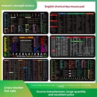 Tapis de souris gaming en caoutchouc 3 mm, motif raccourcis clavier anglais, transfrontalier, surdimensionné, résistant à la saleté et à l'usure, tapis de table