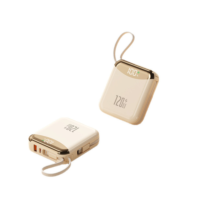 New Plastic Power Bank with Built-in Fast Charging Cable 20000mAh Capacity Compact Portable Customizable Logo Printing