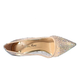 Produttore di scarpe a spillo Sexy personalizzate donna Party a punta da donna strass Glitter <span class=keywords><strong>tacchi</strong></span> <span class=keywords><strong>argento</strong></span> da donna <span class=keywords><strong>tacchi</strong></span> alti pump Cr - Product Image 2