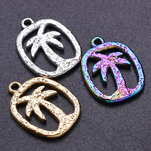 Colgante de Árbol de Coco de Acero Inoxidable 304, Chapado en Oro de 18K al Vacío, Charm para Collar DIY para Mujer - Product Image 3