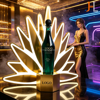 Support de bouteille de tequila lumineux en métal doré en forme d'agave, personnalisé avec logo, pour événements VIP, fêtes et présentations de marque