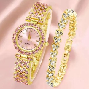 <strong>Women's</strong> New Diamond-Encrusted Butterfly <strong>Watch</strong> <strong>Set</strong> 5pcs Bracelets Quartz Movement Plastic Band Alloy Case 5mm Pointer Accessory - Product Image 2