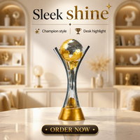 Trophée de football gravé sur mesure en stock, expédition rapide, récompense de championnat de football, logo et texte personnalisés, prix d'honneur pour les jeux sportifs