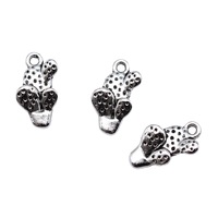 Breloque Cactus en Pot 16x9mm en Alliage de Zinc Argent Vieilli, Pendentif Succulent à Pois pour Bijoux Bohèmes du Désert