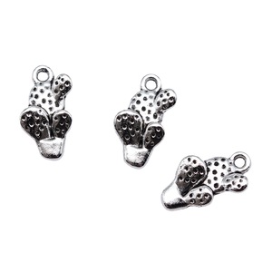 Colgante de <span class=keywords><strong>Cactus</strong></span> en Maceta 16x9mm de Aleación de Zinc Plateado Antiguo con Puntos, para Joyería Boho del Desierto - Product Image 3