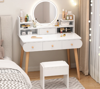 Ensemble de meubles de chambre à coucher de style nordique simple, table de maquillage pour fille avec miroir LED et commode