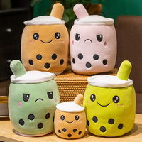 Peluche Boba Réversible Kawaii, Jouet Doux Double Face Thème Bubble Tea avec Rembourrage en Coton PP