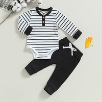 Setelan Baju & Celana Ribbed Mewah Guai untuk Bayi Perempuan dengan Lengan Panjang Henley untuk Pemakaian Sehari-hari & Bersantai