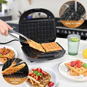 Factory Hot Sale Manual 2-Slice Kitchen Sandwich & <b>Waffle</b> <b>Maker</b> with Interchangeable Plates Household Use - Product Image 2