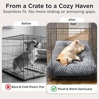 Coussin de cage pour chien au design moderne, en fausse fourrure moelleuse, apaisant, lavable, doux et chaud, avec base antidérapante
